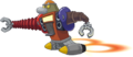 Proto-Bot flying using two jetpack rockets.