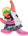 A penguin dancing with the Neon Pink Sneakers.
