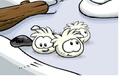 Three white puffles.