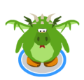 A penguin wearing the Green Dragon Costume