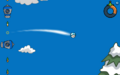 Playing with a white puffle.