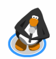 A penguin "singing" with the microphone