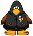 The Black Letterman Jacket on a player card.