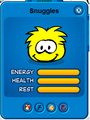 A fully happy Yellow Puffle on the old Puffle Card.