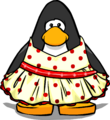 The Red Polka Dot Dress on a player card.