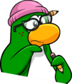 Aunt Arctic thinking about white penguins.