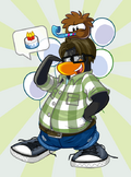 Gajotz and his puffle celebrating 1 year in the Portuguese Blog