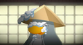 Sensei hit by a snowball.