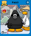 A ninja with the Fire Pin and Sensei's Background on a player card.