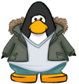 The Green Fur Lined Jacket on a player card.