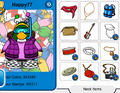 Happy77's Inventory which contains Stompin' Bob Electric Bass and Rookies Cardboard Box. This cannot be the Box Costume because Rookies Cardboard Box is a neck item and Box Costume is a body item.