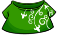 Green T-shirt with growing flowers