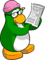 Aunt Arctic with The Club Penguin Times.