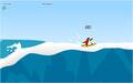 A penguin playing Catchin' Waves with a normal (yellow) board.