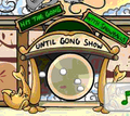 The gong in its unhidden state during the Gong Show at the dojo re-opening.