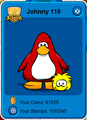 A Yellow Puffle on a penguin's Player Card while it was being walked.