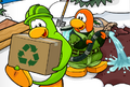 Penguins working to create the new room.