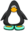 The Sparkly Sea Foam Slippers on a player card.