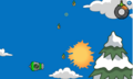 When a puffle goes through the ring of fire (the end of a level).