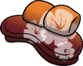 Orange couch with flowers