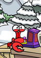 Klutzy playing on his computer.