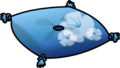 Blue pillow with flowers