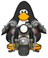 The Black Motorbike on a player card.