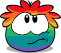 An unsure Rainbow Puffle.
