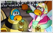 Another preview of the Halloween Party. It also shows two penguins holding a lantern.