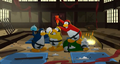 The four Ninjas battling each other.