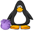 The Purple T-rex Puffle Egg on a Player Card.