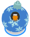 The Blue Snowflake Bauble in-game.