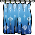 Blue curtains with chinese decorations