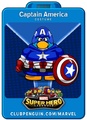 A playercard featuring Captain America, another super hero.