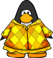 The Golden Quilted Coat on a player card