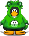 The Green Raccoon Hoodie on a player card.