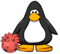 The Red Triceratops Puffle Egg on a Player Card.