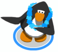 A penguin dancing with the Blue Lei in-game.
