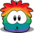 A hungry Rainbow Puffle.