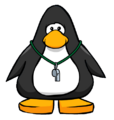 The whistle on a penguin's player card.