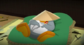 Sensei sleeping on his body pillow.