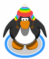The Rainbow Puffle Toque in-game.