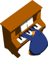 Petey K while playing the piano in Penguin Chat 3.