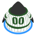 The Green Baseball Uniform seen by the back of a penguin.