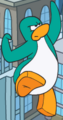 A penguin jumping in the game.