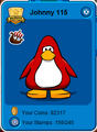 What the pin looked like on a penguin's player card.