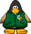 The Green Letterman Jacket on a player card.