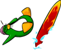 Aunt Arctic falling off a Flame Surfboard.