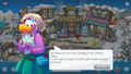 Dot promoting the catalog on the Club Penguin App